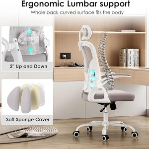 Infurnic Task and Office Chairs, Office Chair with Adjustable Lumbar Support and Armrests, for Home and Office, Gray, 23.43"*23.43"*56.69" - 1 of 4