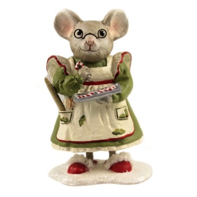 Christmas 4.75" Mama Mouse Candy Cane Apron Kitchen  -  Decorative Figurines