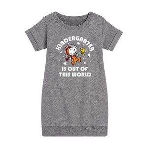 - Peanuts - Kindergarten Is Out Of This World Graphic Short Sleeve Fleece Dress - 1 of 4
