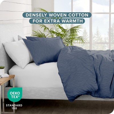 Heather Indigo Twin/Twin XL Cotton Flannel Duvet Cover Set