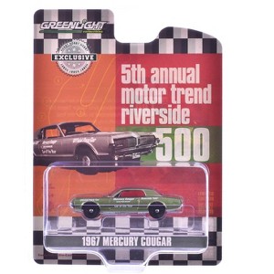 1967 Mercury Cougar "Riverside 500 Official Pace Car" Green Metallic "Hobby Exclusive" 1/64 Diecast Model Cars by Greenlight - 1 of 1