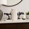 Decorative Metal Airplane Bookends on Marble Stand - Modern Book Accessories for Home Library, Office, or Desk Decor - Set of 2, 6", Black & White - 3 of 4