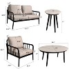 Christopher Knight Home Greg Patio Modern 5pcs Conversation Set with Sunbrella Cushions and Sintered Stone Tabletops - 4 of 4
