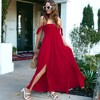 Anna-Kaci Women's Flutter Cap Sleeve Shirred Smocked Bodice Maxi Dress with Front Slits - 3 of 4