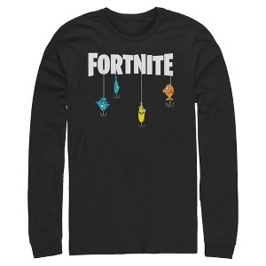Mens Fortnite Fishing Lure White Logo Long Sleeve Shirt - 1 of 4