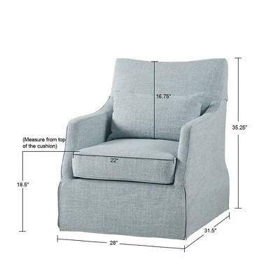 Bedford Farmhouse Light Blue Swivel Accent Chair with Lumbar Support