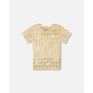 Deux par Deux Girl Crinkle Top with Applique Pale Yellow and White - 1 of 4