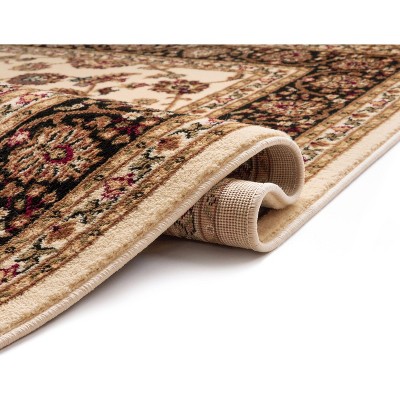 Ivory and Brown Tufted Oriental Floral 8' x 10' Area Rug