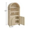 70" Arched MDF Wood Storage Console Bookshelves,Modern Kitchen Pantry with Doors and Adjustable Shelves,Living Room Display Cabine-Baofuwish - 4 of 4