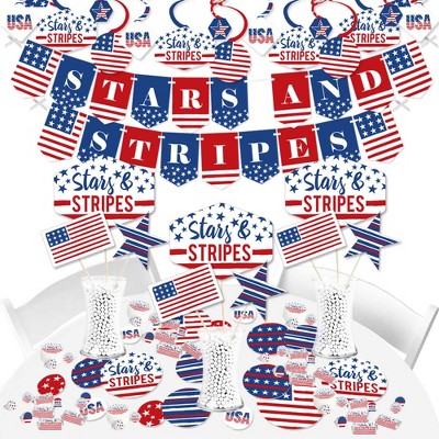 Big Dot of Happiness Stars & Stripes - Memorial Day, 4th of July and Labor Day USA Patriotic Party Supplies - Banner Decoration Kit - Fundle Bundle