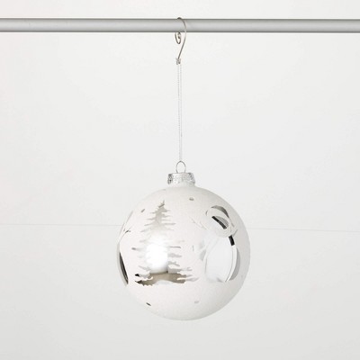 4.75"H Sullivans Christmas Silver Icon Ball Ornament  White-Silver