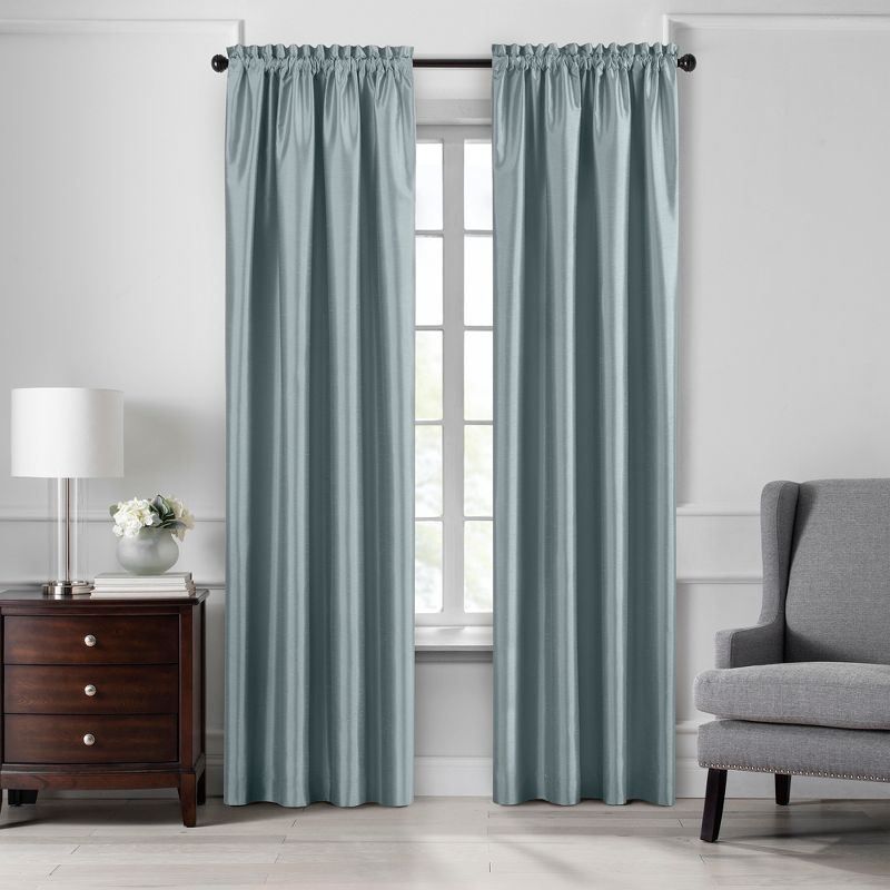 Colette Faux Silk Blackout Single Window Curtain Panel - Elrene Home Fashions, 1 of 7