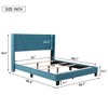 Queen Size Velvet Upholstered Platform Bed, Box Spring Required, Blue ...