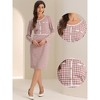 Allegra K Women's Houndstooth Plaid Round Neck Long Sleeve Bodycon Sheath Dress - 2 of 4