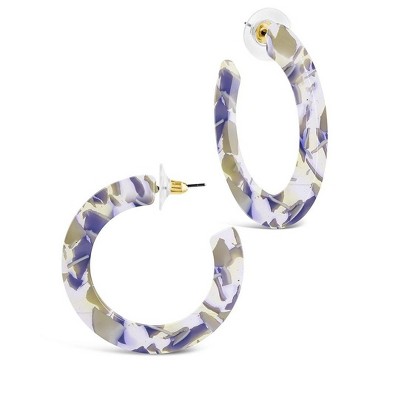SHINE by Sterling Forever 1.75" Resin Flat Hoop Earrings