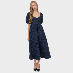 August Sky Women's Floral Jacquard Sweetheart Neck Midi Dress - 1 of 4