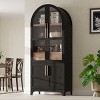 71" Arched Bookcase Cabinet with Glass Doors,Adjustable Shelves & Hidden Drawer for Living Room or Study-Baofuwish - 2 of 4