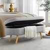 Oval Linen Storage Bench, Rubber Wood Legs, For Entryway Living Room Bedroom End Of Bed 3.6Feet - 2 of 4