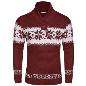 COOFANDY Men's Christmas Sweater Ugly Knitted Xmas Sweaters Casual Snowflake Pullover Knitwear - 1 of 4