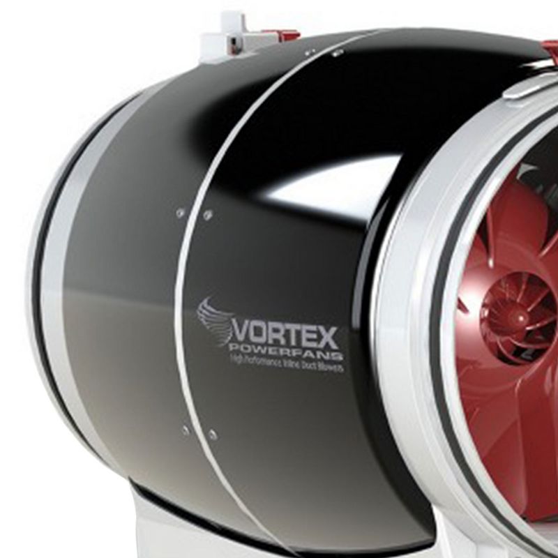 Vortex VTX600S Powerfan Energy-Efficient Quiet S-Line Inline Ventilation Fan, 120 Volts, 347 Cubic Feet Per Minute, Black/Red, 3 of 4