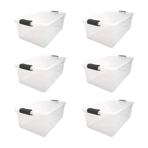 Homz 64 qt Multipurpose Stackable Storage Bin with Latching Lids, Clear (8 Pack)