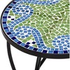Teal Island Designs Black Round Outdoor Accent Side Tables 14" Wide Set of 2 Blue Wave Mosaic Tabletop Front Porch Patio Home House - 2 of 4