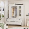 Buenhomino White Freestanding Modular Wardrobe Combo Armoires Closet,DIY Closet System with Wood Storage Drawers and Hanging Rods - 2 of 4