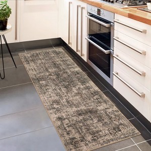 Washable Area Rug for Living Room & Bedroom – Non-Slip Vintage Floral Accent Carpet, Low Pile, Stain Resistant - 1 of 4