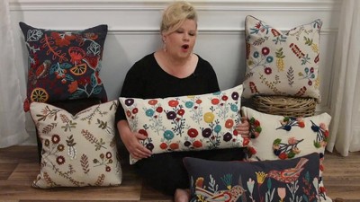 Gray Embroidered Cotton Square Throw Pillow Set