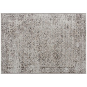 Aghana Digitals Light Mixed-Brown Chenille Traditional Area Rug 4x6 with Non-Slip TPR Backing, - 1 of 4