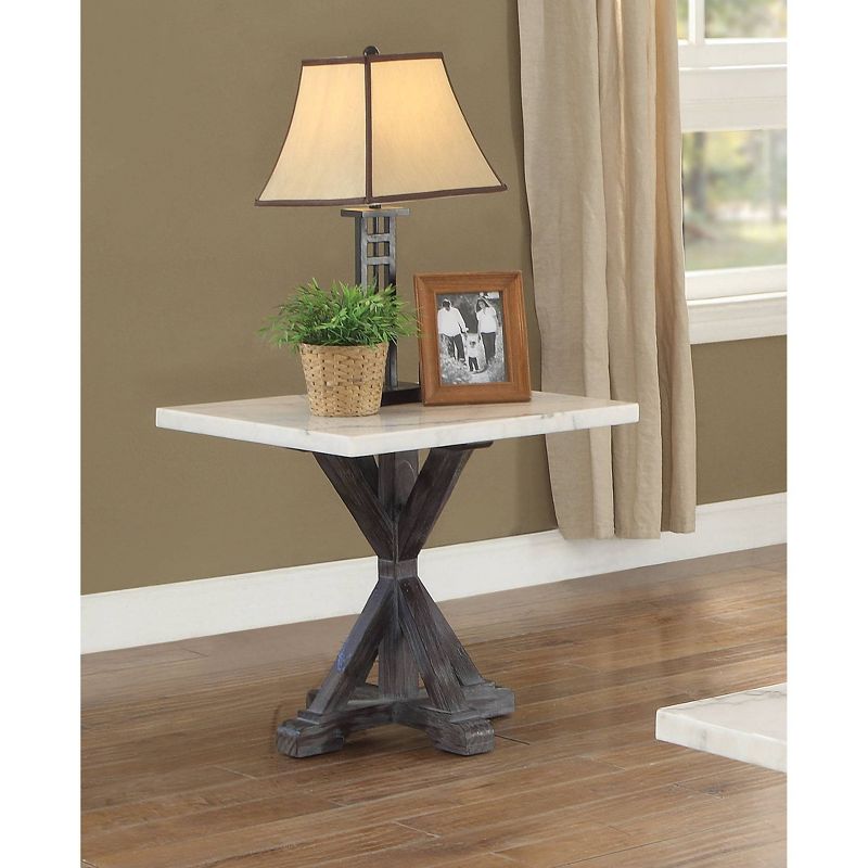 Romina End Table Marble White/Espresso Brown - Acme Furniture, 4 of 5