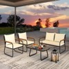 Costway 4/8 PCS Patio Furniture Set with Tempered Glass Coffee Table PE Wicker Rattan Chairs - 2 of 4