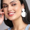 SOHI Women's White  Beaded Circular Drop Earrings - 3 of 3