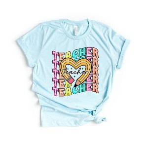 Simply Sage Market Women's Teacher Pencil Heart Short Sleeve Graphic Tee - 1 of 4