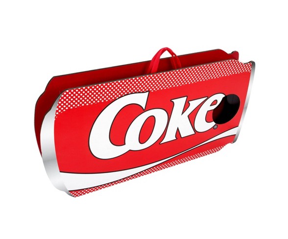 Coca Cola 2 Wooden Coke Can-Shaped Corn Hole Toss Boards with 8 Bean Bags