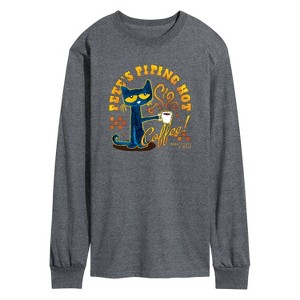 Men's - Pete the Cat - Piping Hot Coffee Long Sleeve Graphic T-Shirt - 1 of 4