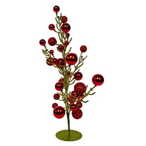 Kurt Adler 21.6-Inch Decorated Green Glittered Tree with Metal Base - 1 of 4
