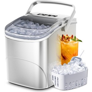 ZAFRO Ice Makers Countertop with Handle,26.5Lbs/24H,9 Cubes in 6 Mins,2 Sizes of Bullet Ice,Portable Machine with Self-Cleaning(White) - 1 of 4