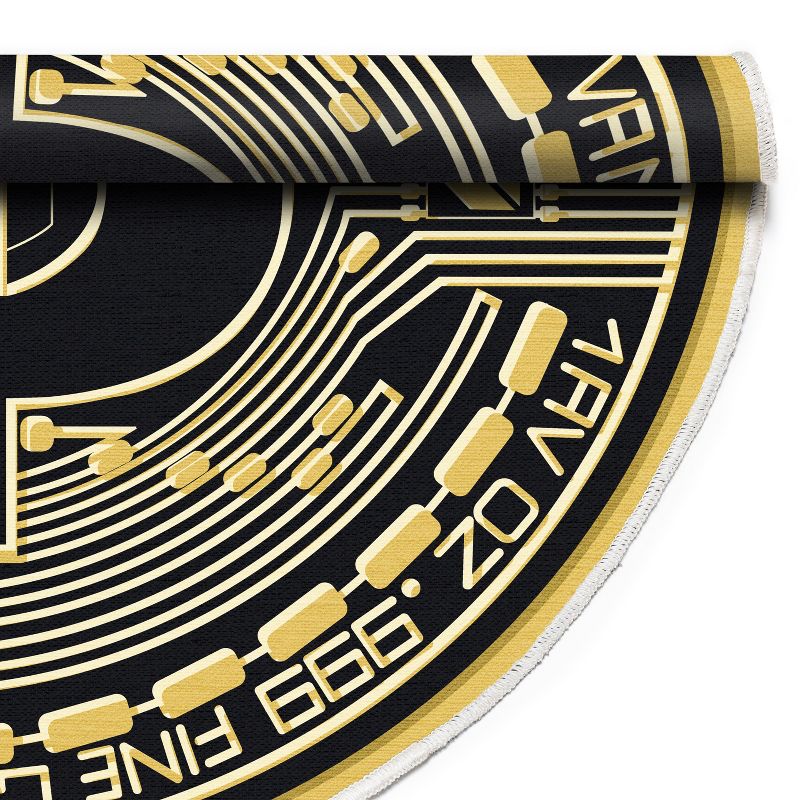Well Woven Money Collection Bitcoin Crypto Black Gold Area Rug, 4 of 6
