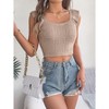 Women's 2025 Summer Tank Tops Square Neck Ruffle Strap Sleeveless Cropped Ribbed Knit Shirts - 4 of 4