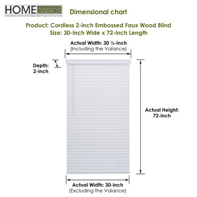 Home Basics Cordless 2-inch Embossed Faux Wood Blind Embossed White
