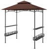 Outsunny 8' x 5' Grill Gazebo, 2-Tier Outdoor BBQ Gazebo with 2 Side Shelves, Storage Baskets and Ceiling Hook - 4 of 4