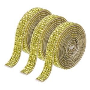 Unique Bargains Self-Adhesive DIY Crafts Decorations Crystal Rhinestone Diamond Ribbon 3 Rolls - 1 of 4