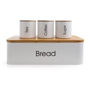 MegaChef Kitchen 4 Piece Bamboo Storage and Organization Canister Set in White - 1 of 4
