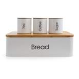 MegaChef Kitchen 4 Piece Bamboo Storage and Organization Canister Set in White