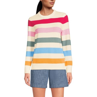 Lands' End Women's Cotton Drifter Crew Neck Sweater - Embroidered
