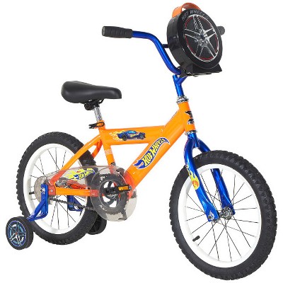 Orange bike with training wheels best sale