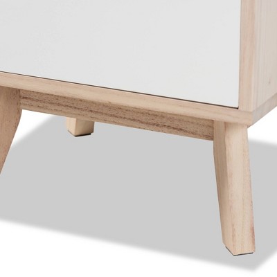 Halian Two-Tone White and Light Brown 3-Drawer Chest with Graduated Legs