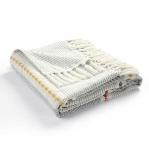 50"x60" Herringbone Striped Yarn Dyed Cotton Woven Throw Blanket with Tassels - Lush Décor - 1 of 4