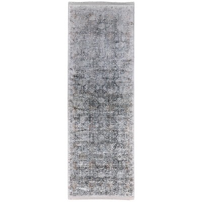 Sarrant Transitional Damask Gray/Silver/Tan Area Rug
